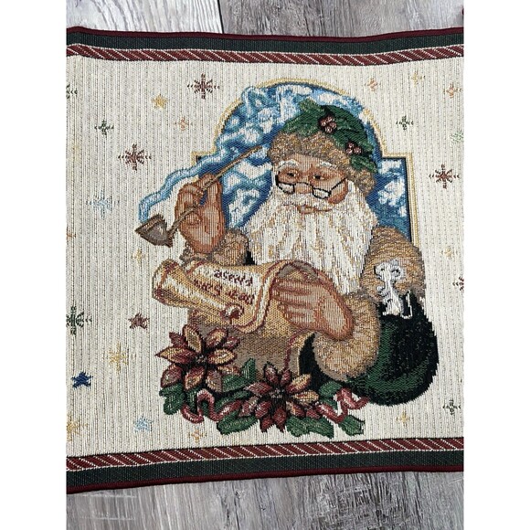 Collectible Christmas THE SANTA CLASSICS 72" x 13" tapestry fringe table runner - Picture 7 of 8